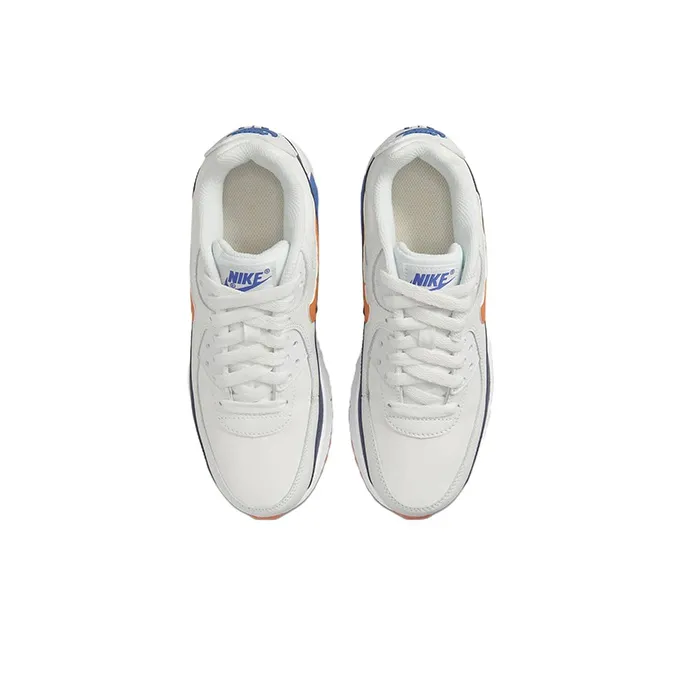 Nike Air Max 90 Leather GS 'White Navy Orange'-2