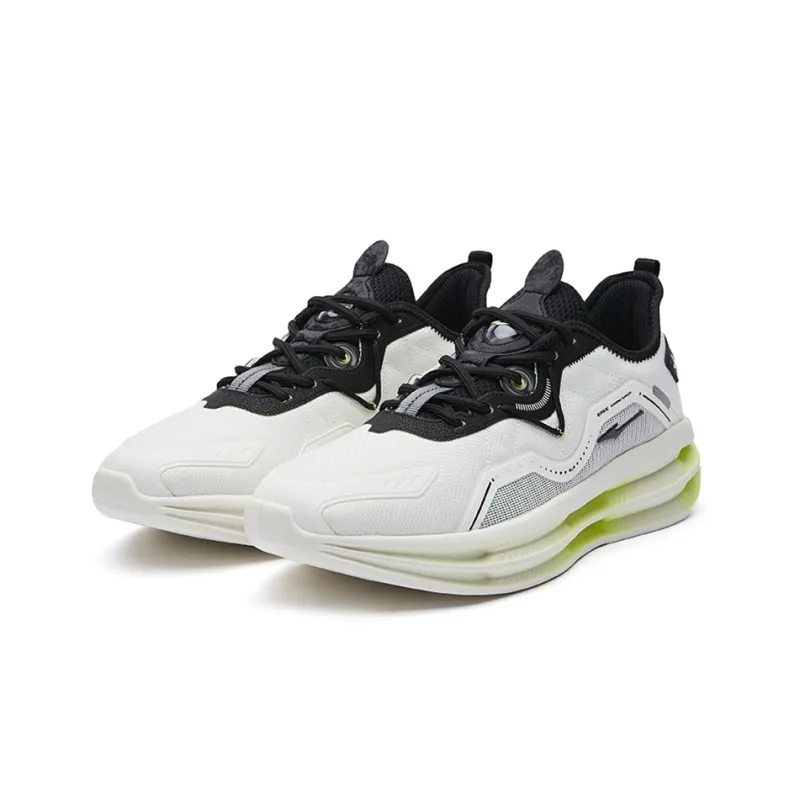 Erke Cushioning Anti-Slip Wear-Resistant Breathability Low-Top Running Shoes Men's White Green-1