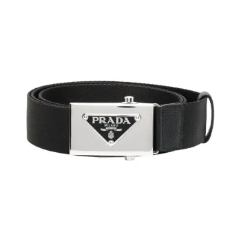 PRADA Logo Plaque Woven Belt