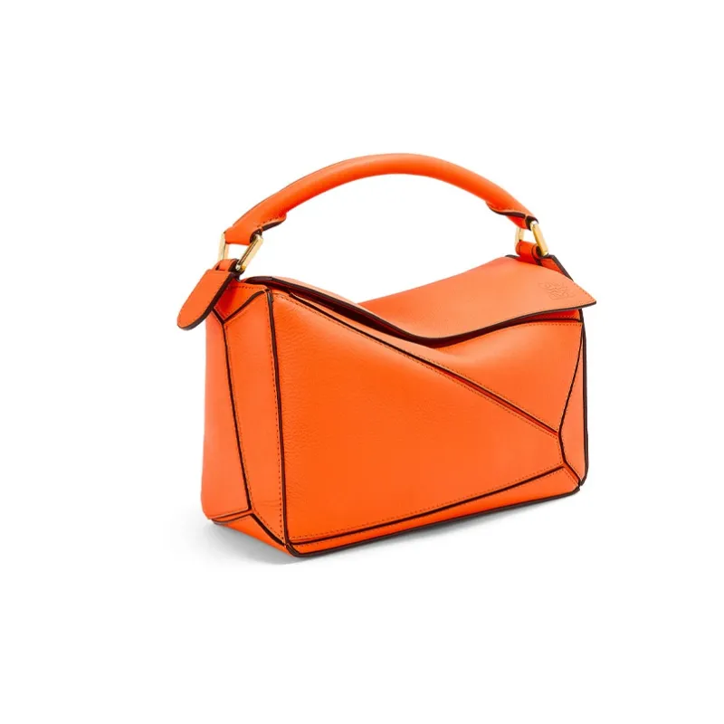 LOEWE Puzzle Classic Calfskin Geometric Bag Puzzle Bag Shoulder Bag Crossbody Bag Handbag Small Size Women's Orange-1