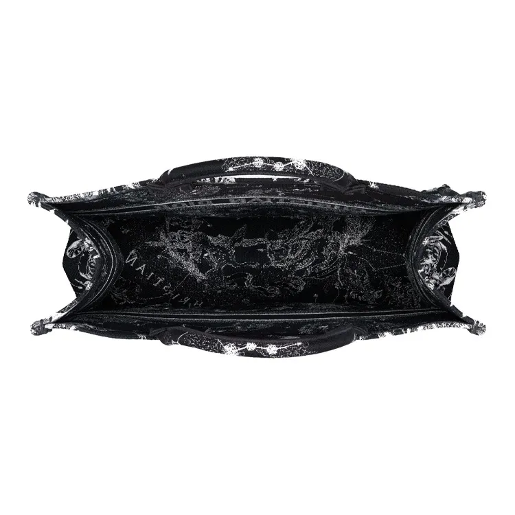 DIOR BookTote Embroidery Tote Bag, Shopping Bag, Shoulder Bag, Handbag Tubas Women's Black-3