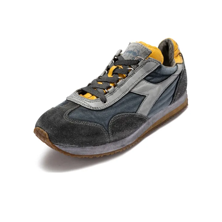 Diadora Equipe H Cushioned Wear-Resistant Breathable Mid-Top Casual Running Shoes Unisex Gray Blue-2