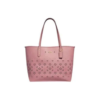 COACH City Solid Color Leather Tote Bag, Shopping Bag, Shoulder Bag, Handbag Large Size Women's Pink