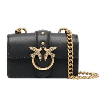 PINKO LOVE Series Cow Leather Shoulder Bag, Crossbody Bag Mini Women's Black