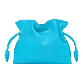 LOEWE Mini Flamenco Clutch In Nappa Calfskin Cyan