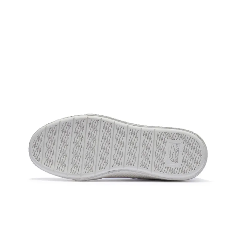 LiNing Wave Wear Resistant Cushioning Breathable High Top Skateboard Shoes Men's White-6