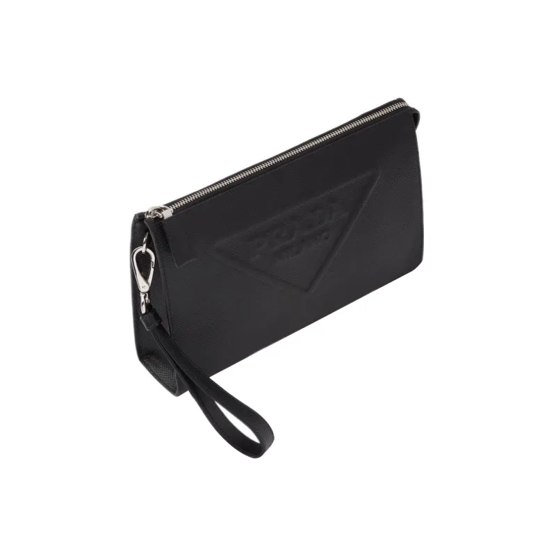 PRADA Saffiano Leather Clutch Regular Men's Black-1