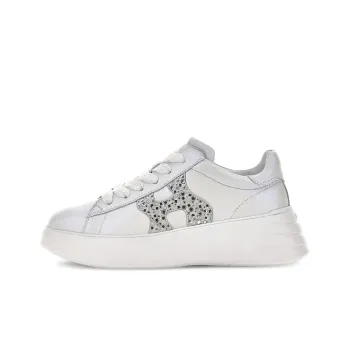 HOGAN Rebel Skateboard Shoes Women's Low-Top White/Silver