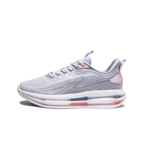 Erke Running Shoes Women's Low-Top Light Gray Blue/Almond Pink