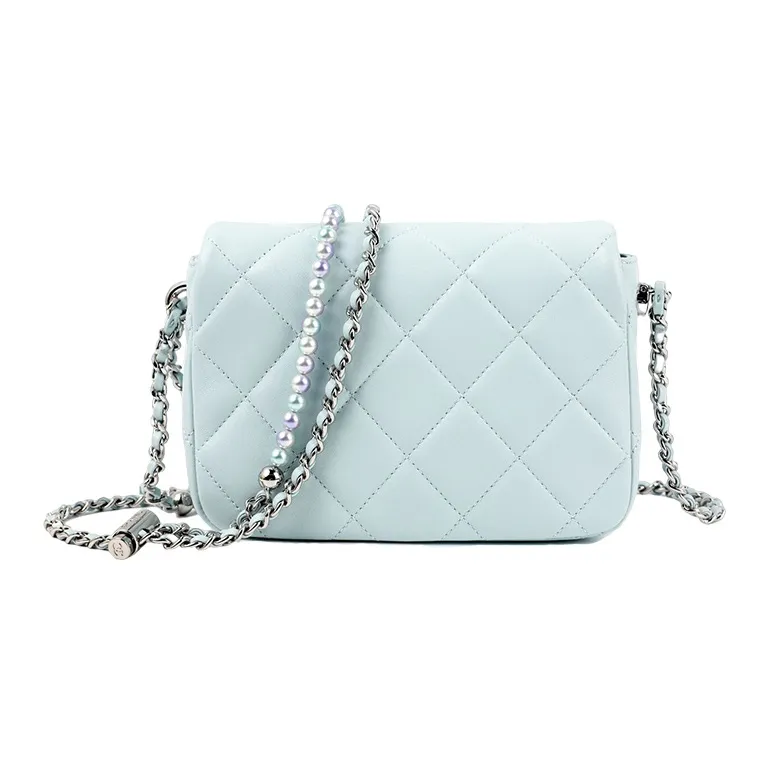 CHANEL Sheepskin Mini Square Flap Bag, Shoulder Bag, Crossbody Bag Women's Baby Blue-2