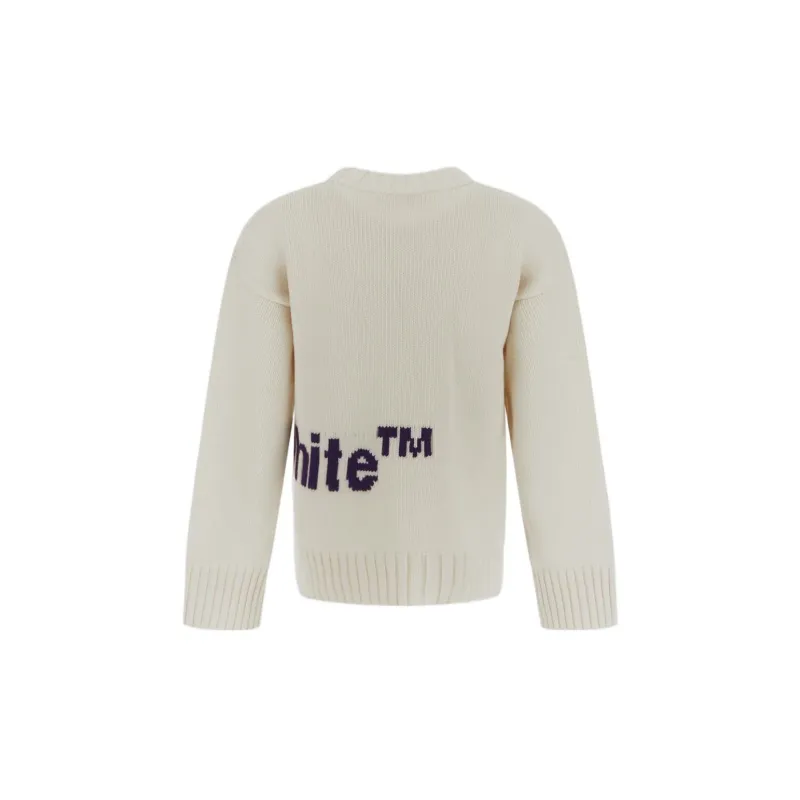 OFF WHITE Logo Intarsia Crewneck White/Purple-1