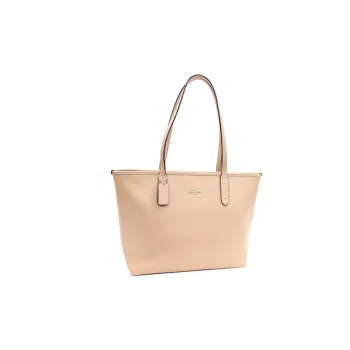 COACH City Cross-Stitch Canvas Leather Tote Bag Shopping Bag Shoulder Bag Handbag Large Size Women's Nude Pink