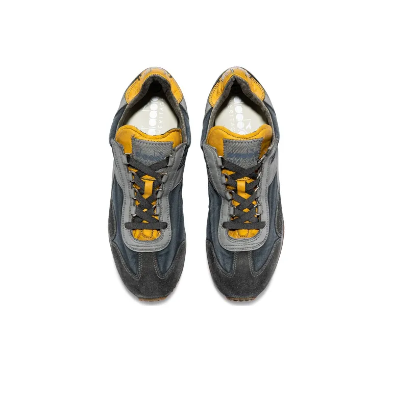 Diadora Equipe H Cushioned Wear-Resistant Breathable Mid-Top Casual Running Shoes Unisex Gray Blue-4