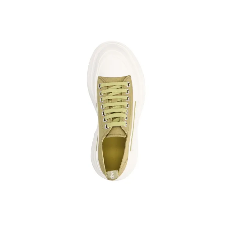 Alexander McQueen Tread Slick Low Lace Up Olive Green White Women's-2