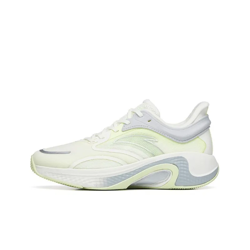 Anta Cushioned Anti-Slip Wear-Resistant Breathable Lightweight Low-Top Running Shoes Women's White Green Gray-0