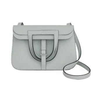 HERMES Halzan Clemence Bullock Leather Handbag Shoulder Bag Crossbody Bag Regular Women's Pale Blue Saint Cup Blue