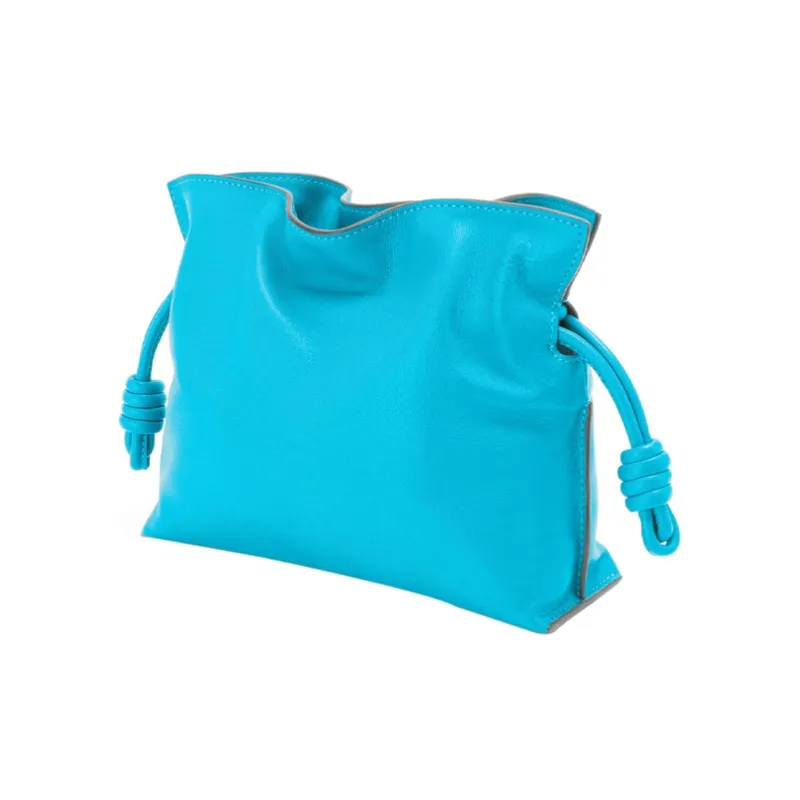 LOEWE Mini Flamenco Clutch In Nappa Calfskin Cyan-1