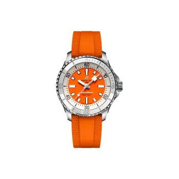 BREITLING Super Ocean Collection Automatic Mechanical Movement Unisex Watch 36mm Orange Watch Dial Stainless Steel Case