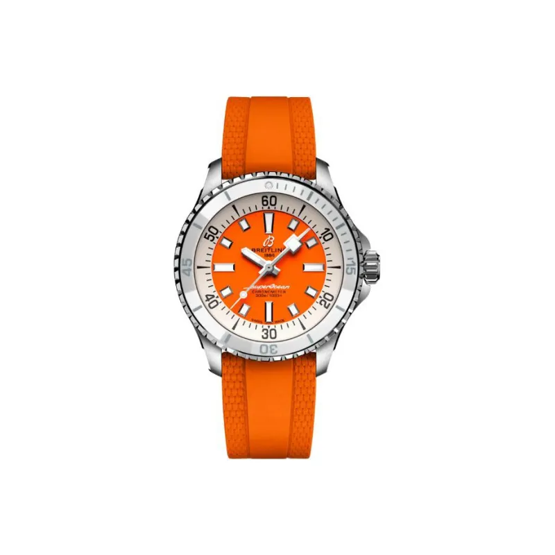 BREITLING Super Ocean Collection Automatic Mechanical Movement Unisex Watch 36mm Orange Watch Dial Stainless Steel Case-0