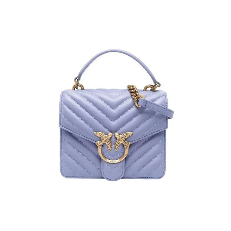 PINKO Calfskin Tote Bag, Shopping Bag, Shoulder Bag, Crossbody Bag, Handbag Women's Purple-0