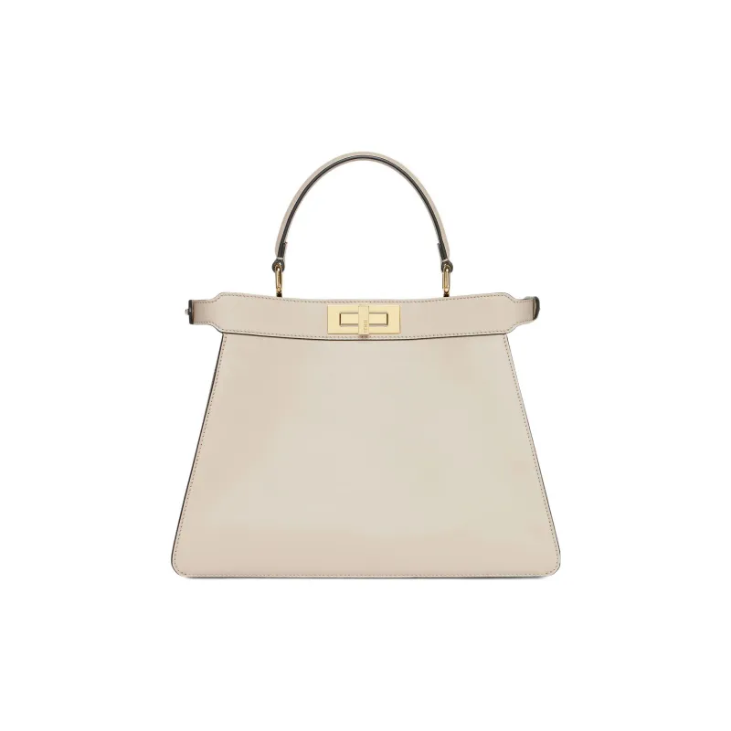 FENDI Peekaboo ISeeU Cow Leather Shoulder Bag, Crossbody Bag, Handbag Medium Size Women's Light Gray-4