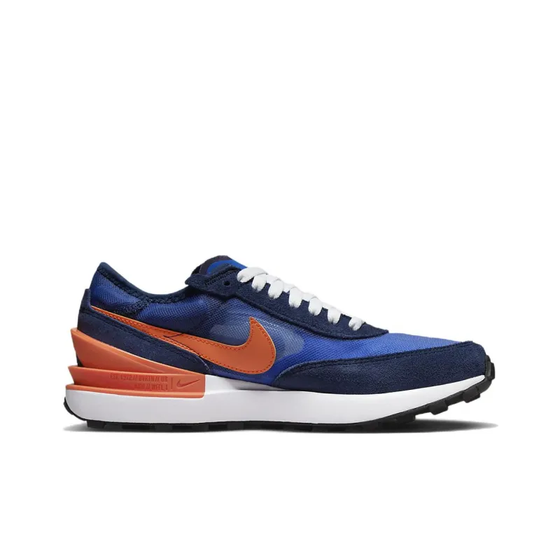 Nike Waffle One Cushioning Anti-Slip And Wear-Resistant Low-Top Casual Shoes GS Blue Orange-1