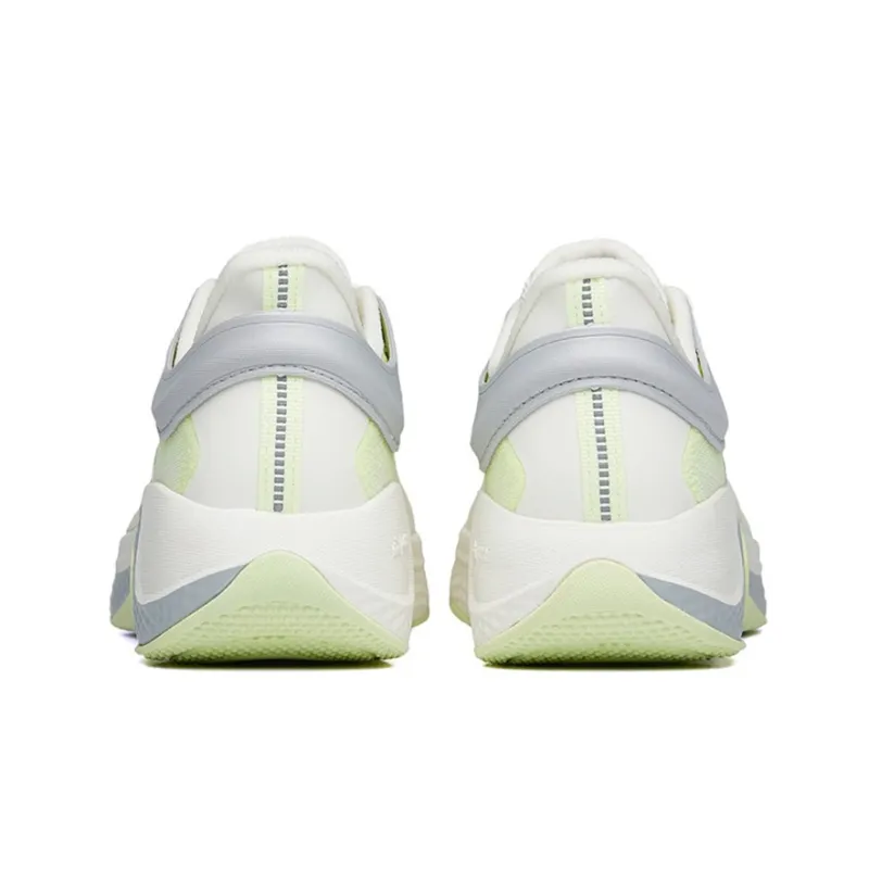 Anta Cushioned Anti-Slip Wear-Resistant Breathable Lightweight Low-Top Running Shoes Women's White Green Gray-4