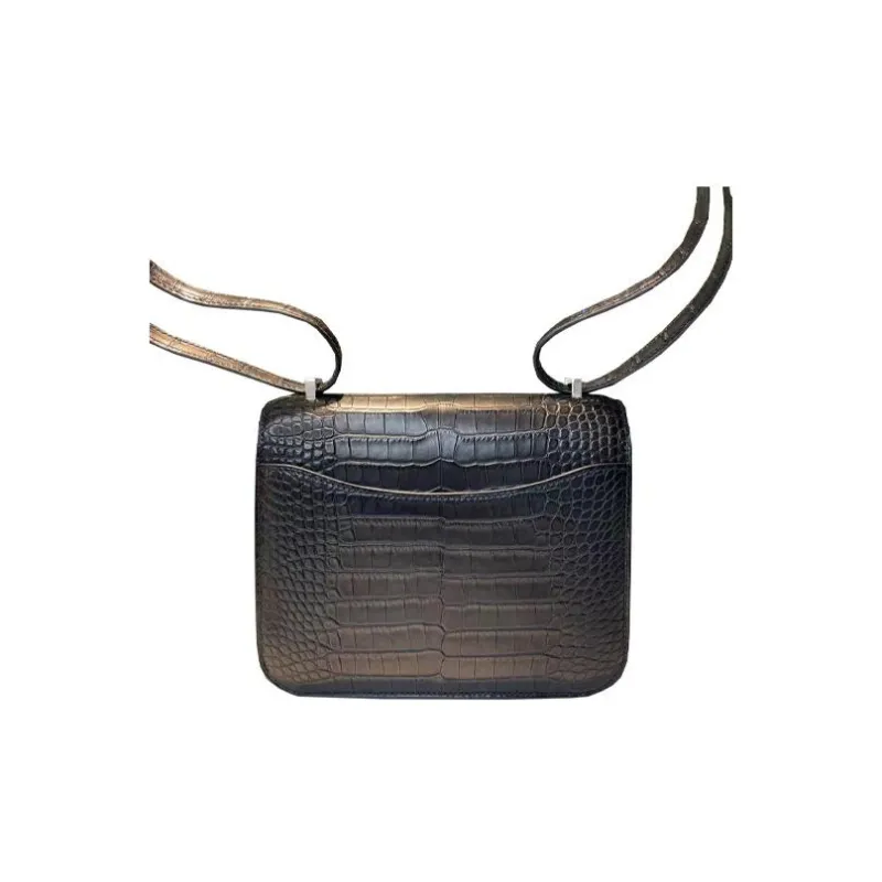 HERMES Constance Matte Crocodile Leather Shoulder Bag Crossbody Bag Mini Women's 89 Noir Black-1