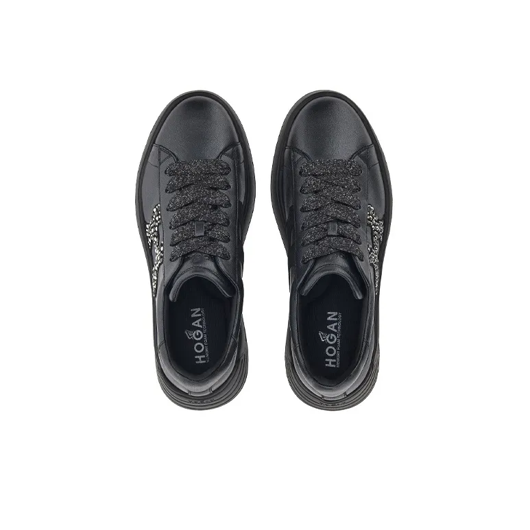 HOGAN Rebel Low Top Skateboard Shoes Women's Black-4