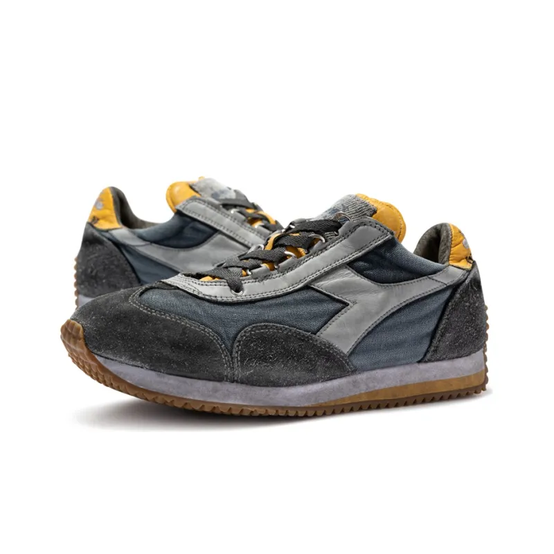 Diadora Equipe H Cushioned Wear-Resistant Breathable Mid-Top Casual Running Shoes Unisex Gray Blue-3