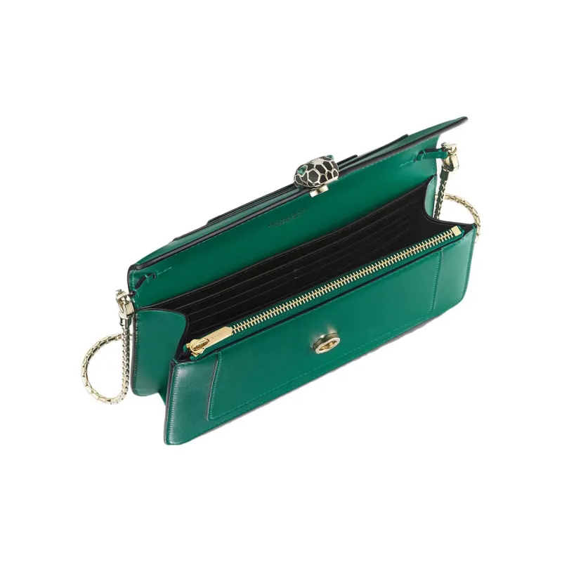 BVLGARI Serpenti Forever Calfskin Shoulder Bag Crossbody Bag Women's Green-1
