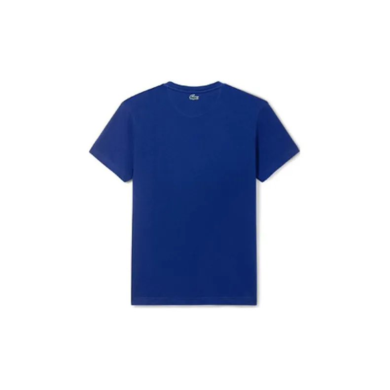 LACOSTE SS22 Square Collar Fitted Straight Short Sleeved T Shirt Men's Blue-1