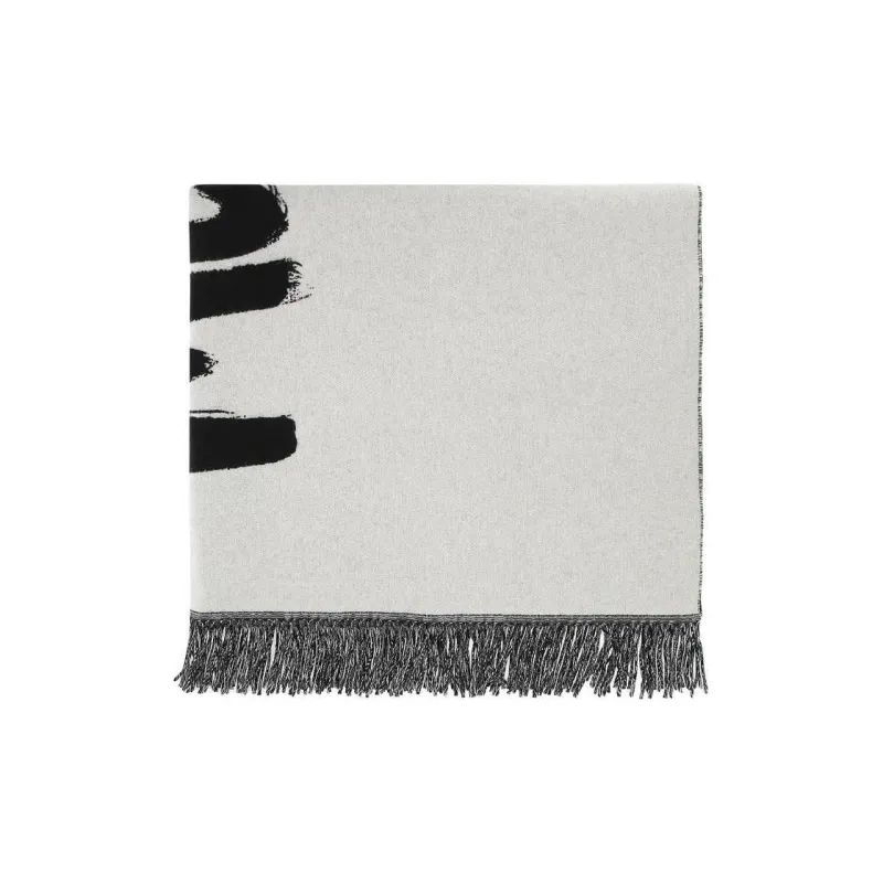 Alexander McQueen Wool Knit Scarf Unisex Black/White-1