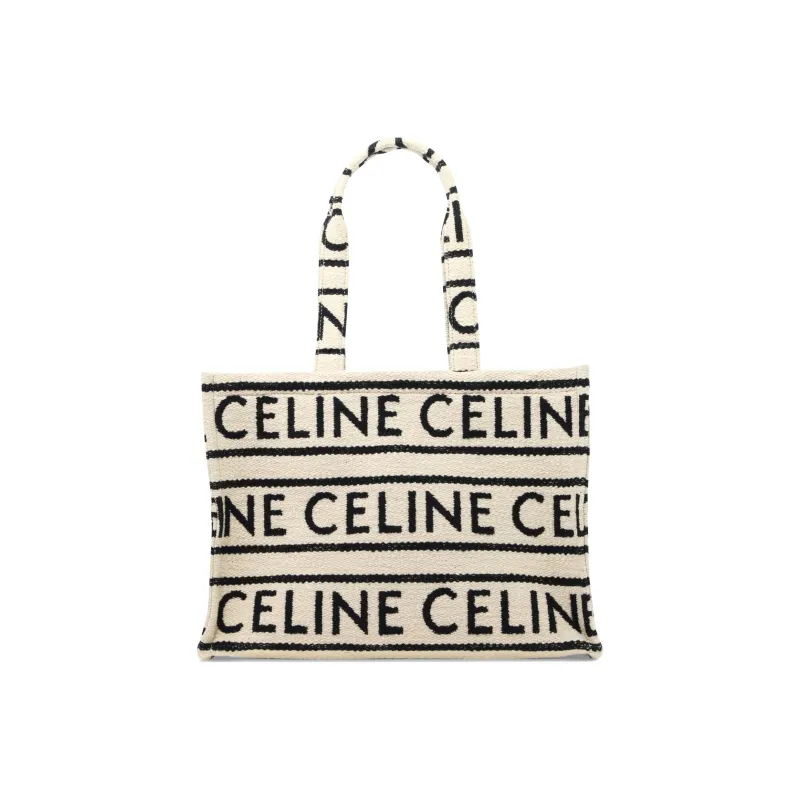 CELINE Cotton Tote Bag Shopping Bag Handbag Shoulder Bag Large Size Women's Light Brown-2