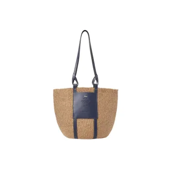 Chloe Chloé Bags Calfskin Basket Bag, Tote Bag, Shopping Bag, Handbag, Shoulder Bag Large Size Women's Beige & Blue