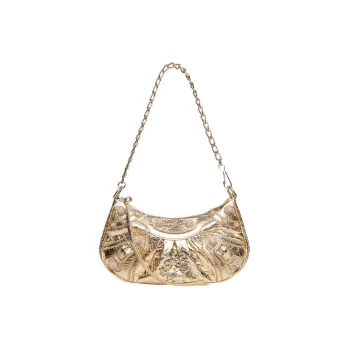 Balenciaga Le Cagole Lambskin Biker Bag Dumpling Bag Handbag, Shoulder Bag Mini Women's Light Gold