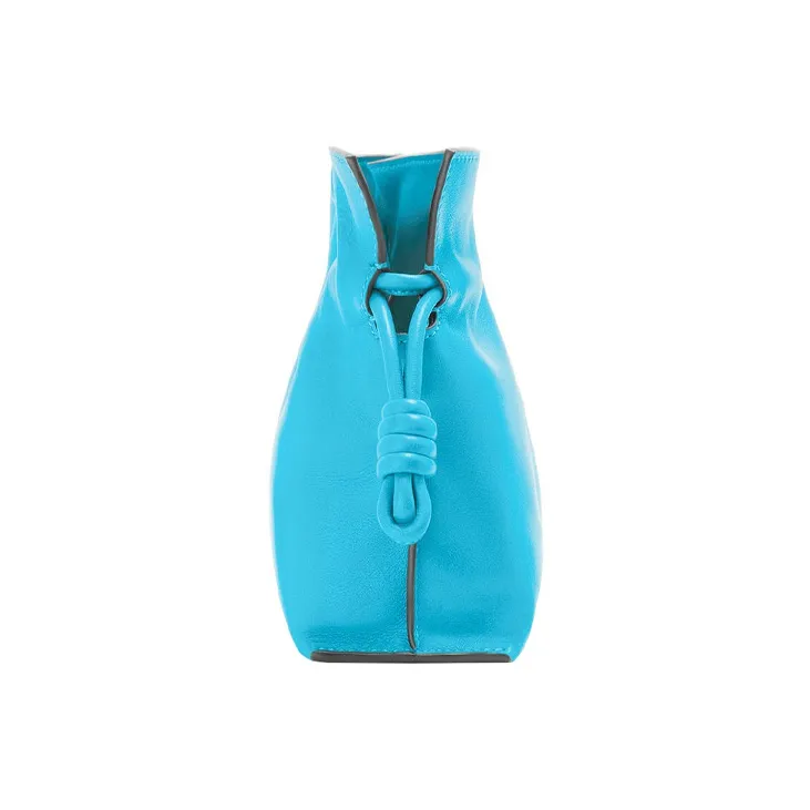 LOEWE Mini Flamenco Clutch In Nappa Calfskin Cyan-2
