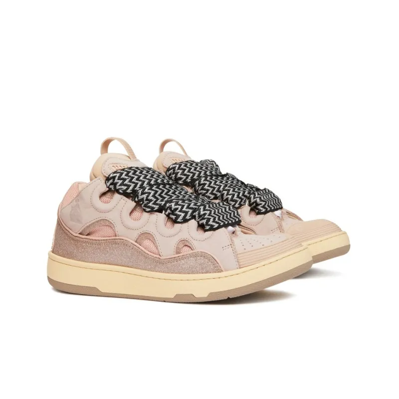 Lanvin Leather Curb Glitter Pale Pink Black White Women's-1