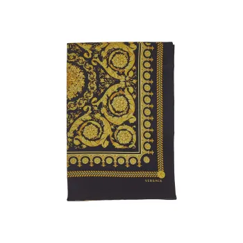 VERSACE Silk Scarves Unisex Gold/Black