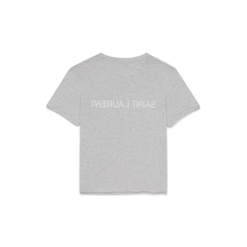 SAINT LAURENT Reverse T Shirt 'Gris Chine/Naturel'-1