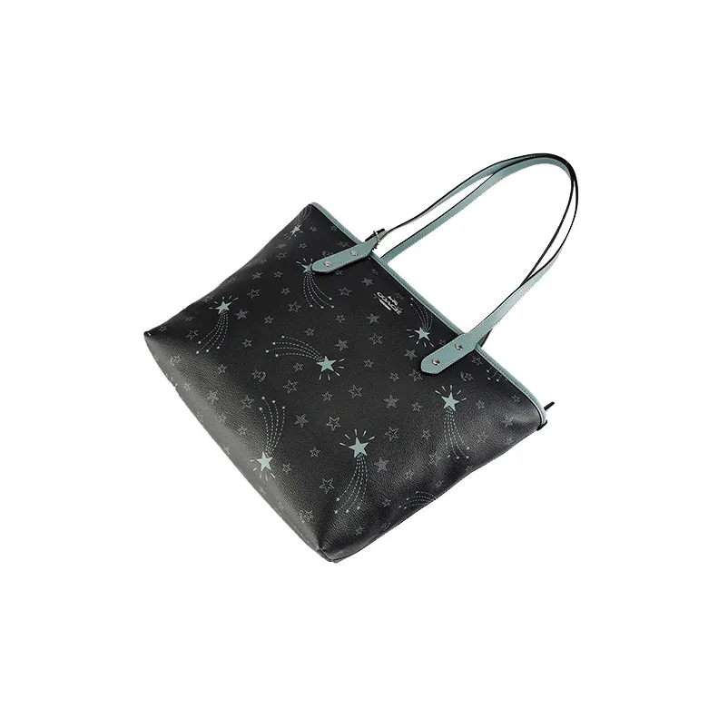 COACH City Leather Tote Bag Shopping Bag Shoulder Bag Handbag Large Size Women's Navy Blue-2