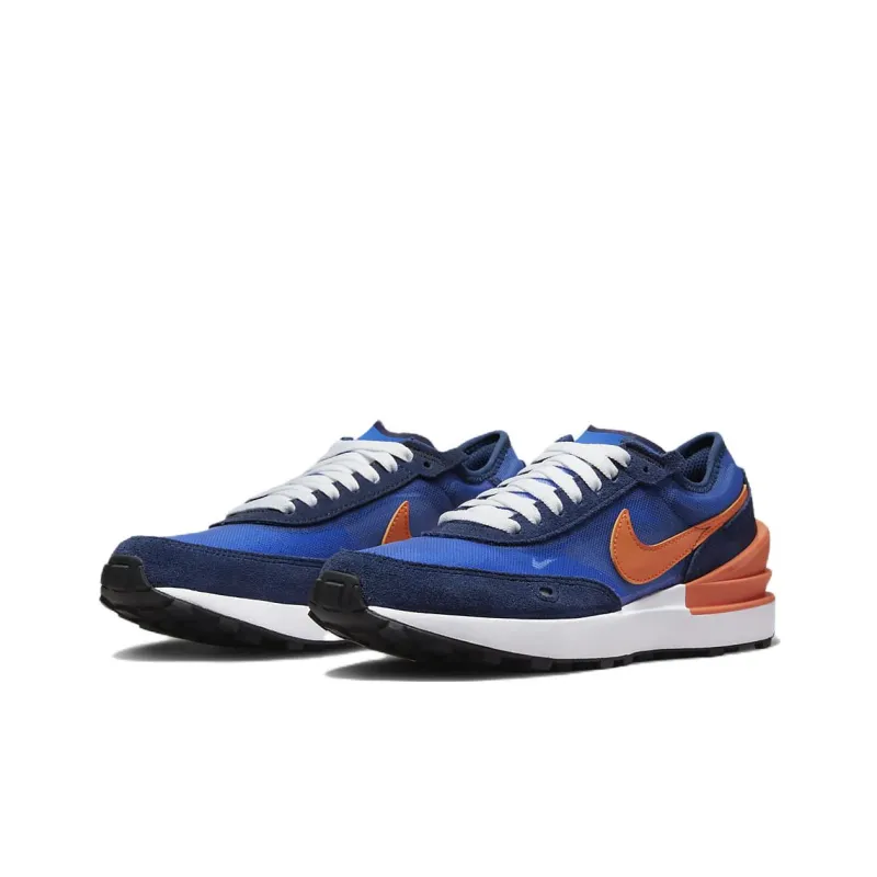 Nike Waffle One Cushioning Anti-Slip And Wear-Resistant Low-Top Casual Shoes GS Blue Orange-2