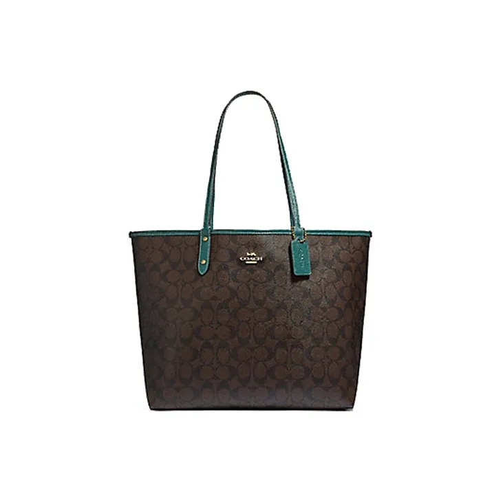 COACH City Zip Tote PVC Tote Bag, Shopping Bag, Shoulder Bag, Handbag Tubas Women's Dark Brown-0