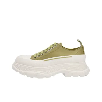 Alexander McQueen Tread Slick Low Lace Up Olive Green White Women's