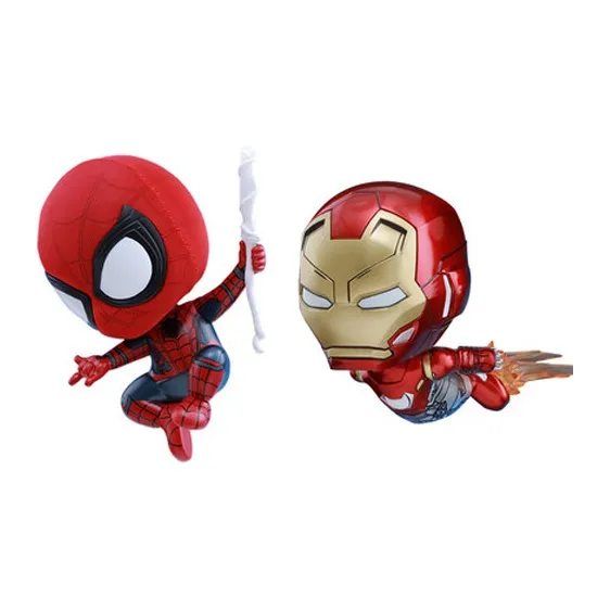 Hot Toys Spider Man Cosb368 Hero Returns And Iron Man Mark 47 Chibi Figures 7/10cm-0