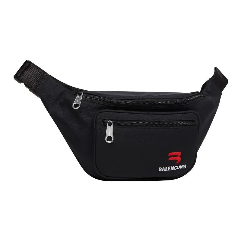 Balenciaga Explorer Sporty B Logo Embroidered Beltpack Medium Black-1
