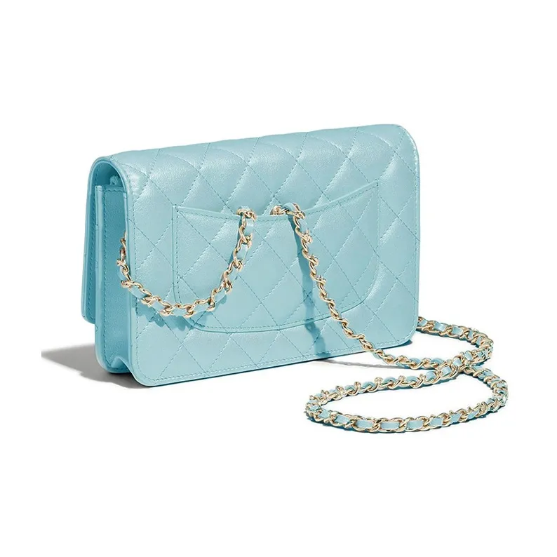 CHANEL WOC Sheepskin Chain Bag, Flap Bag, Shoulder Bag, Crossbody Bag Women's Sky Blue-1