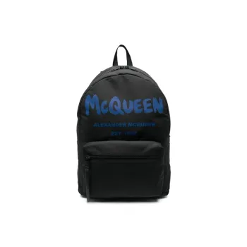 Alexander McQueen Polyester Backpack Men's Black/Dark Blue