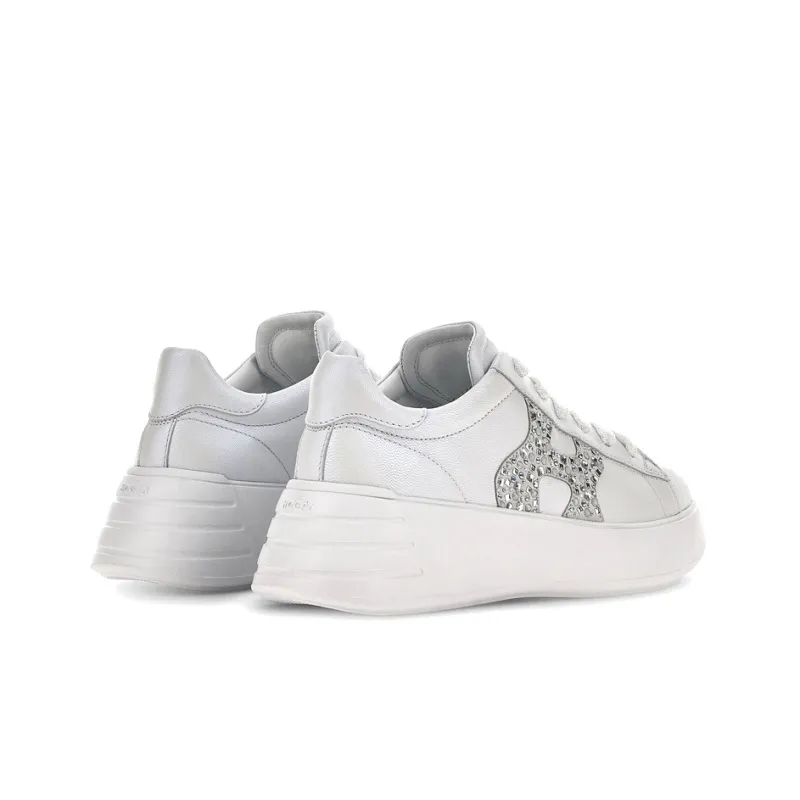 HOGAN Rebel Skateboard Shoes Women's Low-Top White/Silver-3
