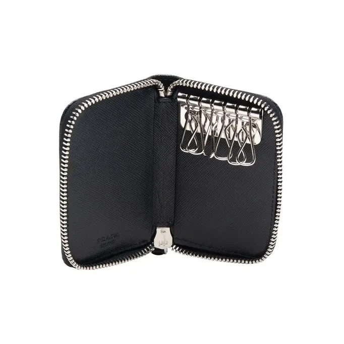 PRADA Textured Leather Key Pouch Men's Black-2